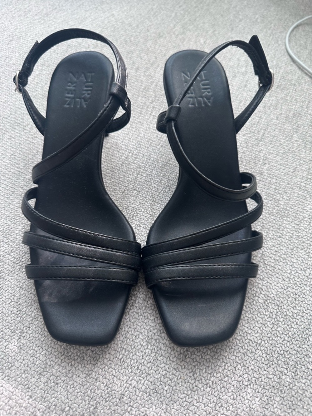 Naturalizer Black Strappy Square-Toe Sandal